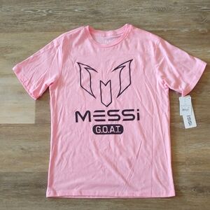 NWT Messi GOAT Youth Graphic T-Shirt Pink Size XL